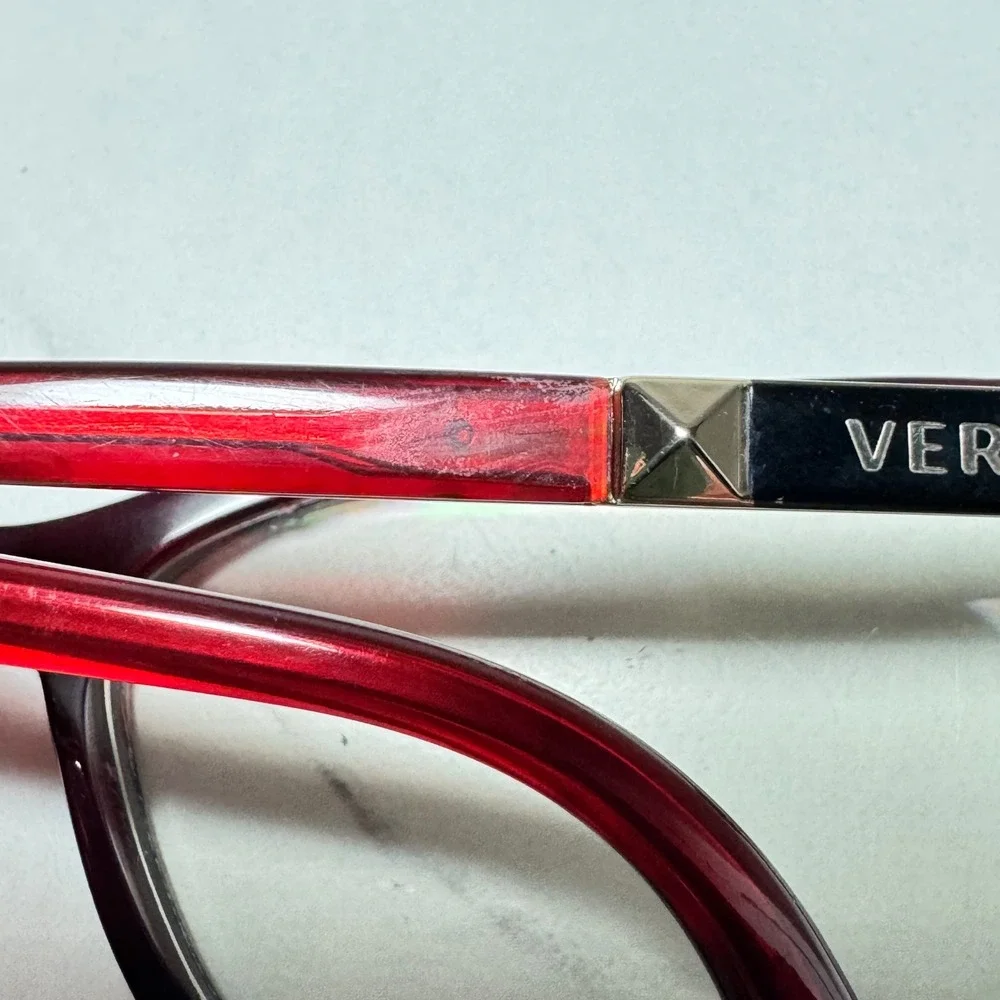 Versace Dark Red Havana Eyeglasses MOD 3186 5184 54-16-140 Rectangle Frames